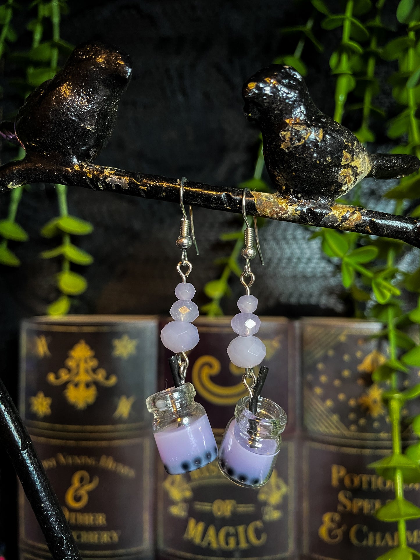 Lavender Bubble Tea Earrings