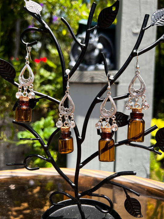 Brown Apothecary Bottle Earrings